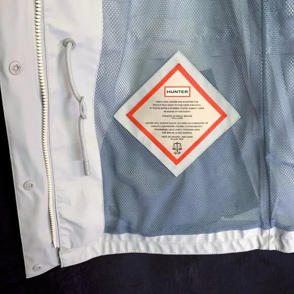HUNTER Abbey Short Rubberized Rain Jacket w/ Hood XL Silver Grey NWT - Picture 10 of 17